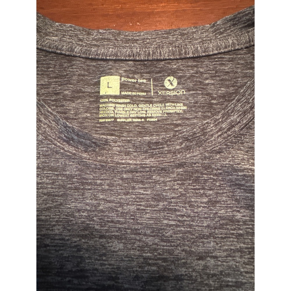 Xersion Power Tee Mens Large Gray Excellent Heathered Short Sleeve Gym Shirt